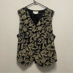 Spencer Jeremy Women's Vest, Button Front, Floral Size 1X Silk